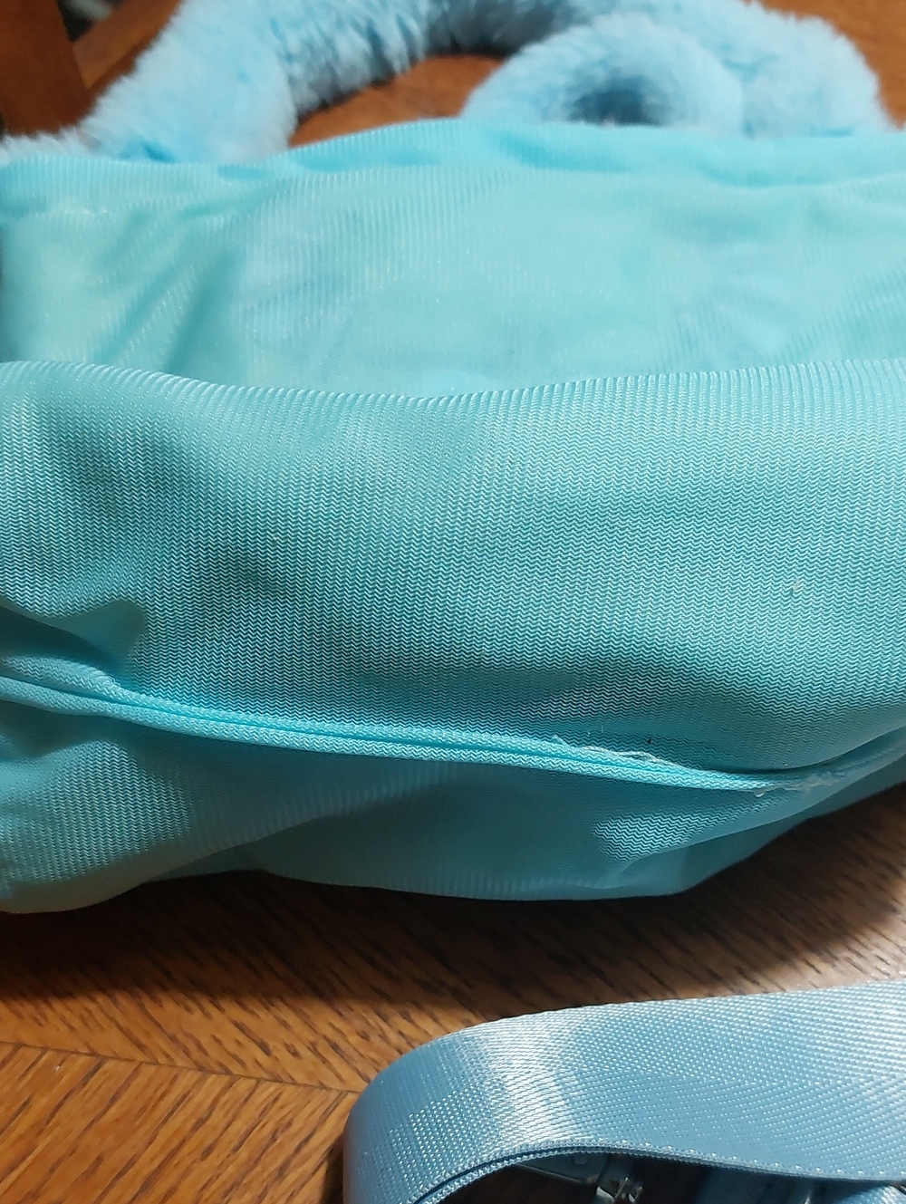 Plush Monster Face Blue Fuzzy Pouch - Picture 10 of 12